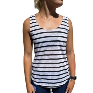 Hive & Honey tank top black white stripe tee Small